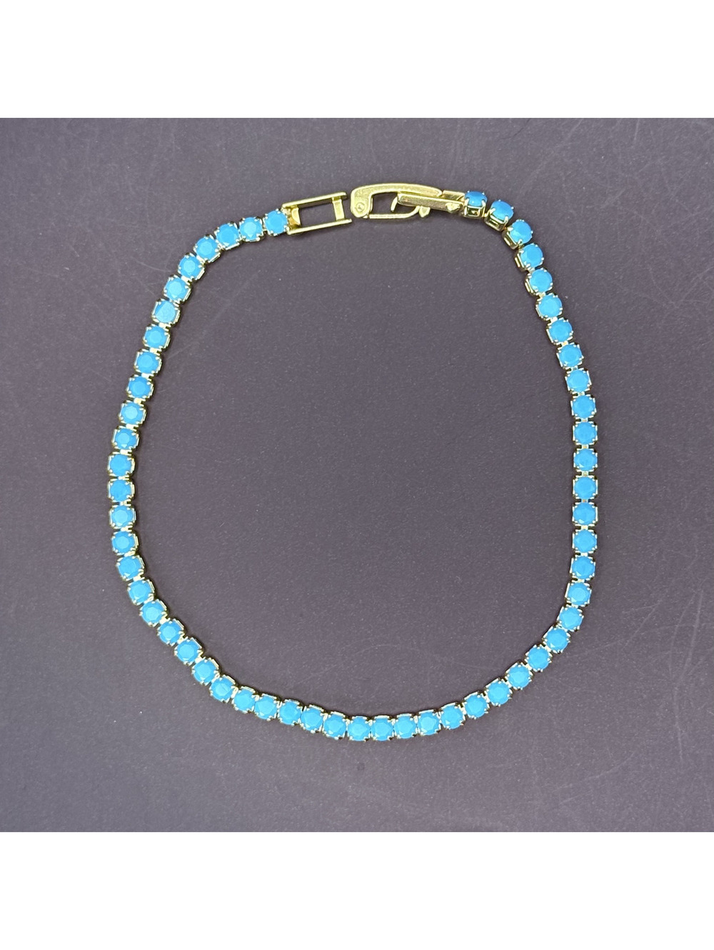 candy+clover turquoise gold tone tennis bracelet
